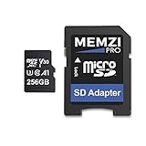 MEMZI PRO 256 GB Speicherkarte, kompatibel mit Samsung Galaxy Tab A7 Lite 8,7 Zoll SM-T220/SM-T225, S7 FE 12,5 Zoll SM-T736B/SM-T733 Tablet-PCs - microSDXC 100 MB/s Class 10 V30 mit SD-Adap