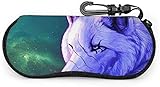 VimcustomPr Brillenetui mit verborgenem Wolf, Sternenhüttenaugen, Galaxie-Brillenetui, kratzfest, tragbarer Sonnenbrillenhalter mit Haken-Clip