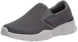 Skechers Men's Equalizer 4.0 Triple Play Relaxed Fit Low Top Sneaker Shoes Charcoal/Red-8.5