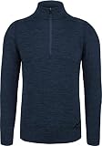 normani Herren Premium Merino Outdoor Langarm-Shirt Longsleeve mit Reißverschluss, 100% Merinowolle Pullover mit 1/4 Zip Farbe Navy Größe XL/54