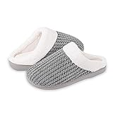 IceUnicorn Hausschuhe Damen Winter Hausschuhe Herren Wärme Memory Foam Home Plüsch rutschfeste Drinnen und Draußen Slipper(Grau, 36/37EU)