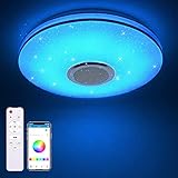 MILFECH 36W LED Deckenleuchte Dimmbar mit Bluetooth Lautsprecher, Fernbedienung und APP-Steuerung, RGB Farbwechsel, Musikwiedergabe, LED Deckenlampe für Schlafzimmer Kinderzimmer W