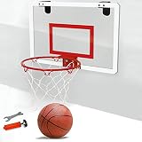 SPLLEADER Basketball Indoor Shatterproof Backboard Minisport Schlags Freies Spielzeug Rebounds Wandbehang Kinder Basketballkorb Set Mit Kugel-Stahlfelge (Color : Rot)