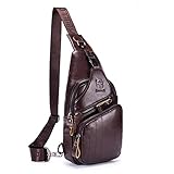 meowko Echtes Leder Brusttasche für Männer Casual Messenger Bags Mode Herren Brusttasche große Kapazität B