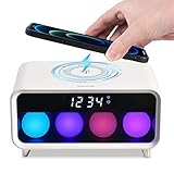 LIFEASE Nachttischwecker mit kabelloser Qi-Ladung, digitaler Wecker mit LED-Anzeige, Schlummerfunktion für das Schlafzimmer-Büro am N