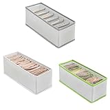 INIFLM 3 Stück Kleiderschrank Kleidung Organizer, 7 Fächer, faltbarer Netzschrank-Organizer, waschbare Schubladenteiler, Kleidung Trennbox für Leggings und Sock