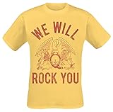 Queen We Will Rock You Männer T-Shirt gelb L 100% Baumwolle Band-Merch, B