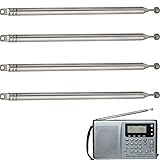 RUNCCI-YUN FM UKW Tragbare Radio Antenne Ersatz 7-Sections 74cm Teleskopantenne 4 Kit Kompatibel mit TV DVB-T DVB-T2 Tragbarem Innenradio Bluetooth-Stereoempfänger AV-Audio Vedio-Heimkinoempfäng
