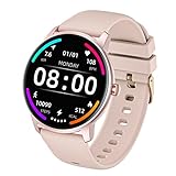 Smartwatch Smart GPS Uhr fitnessuhr, Uhren mit Voll Touchscreen Android IOS, IP68 Wasserdicht Aktivitätstracker Herzfrequenz Sportuhr Fitness Tracker Watch, Damen Herren Handy Armbanduhr (Rosa)