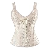 wsxcfyjh Bustier Korsett Damen Mädchen Bustiers Korsetts Punk Bustier Top Taillenkorsett Weste Satin Gothic Korsett Schnürung Cropped XL Beig