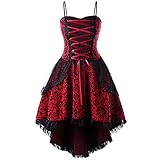 Damen Kleider Retro Gothic Röcke Spaghetti Minirock A-Line Riemchen Plissee Unregelmäßiger Saum Kleid Cosplay Kostü