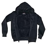 ROCK-IT Apparel® Herren Winter Sweatjacke Kapuzenpullover Workerhoodie mit gefütterter Kapuze in den Größen XS-5XL - Farbe Schwarz S