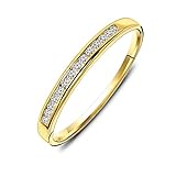 Miore Diamant Ring für Damen Ewigkeitsring aus 18 Karat/ 750 Gelbgold mit Diamanten Brillanten 0.10 Ct, Schmuck (56 (17.8))