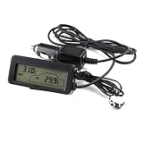 Almencla DC12V Auto Digital Thermometer LCD Auto Innen/Außentemperaturanzeige - R