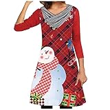 Sonojie Winterkleider Damen Kleider Langarm Lockere T-Shirt Kleid Minikleid Langärmliges Damenkleid mit Fleece-Clan-Print Lang Freizeit Knielang Kleider Bunter Blusenkleid Etuikleid Tunika Top