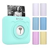 Bisofice PeriPage Mini Fotodrucker Wireless BT Thermodrucker Bild Fotoetiketten Memo Quittungspapierdrucker mit USB-Kabel 6 Rollen Thermopapier Unterstützung für Android iOS Smartphone Window