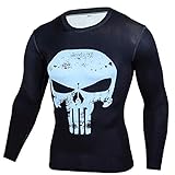 HOOLAZA Punisher T Shirt Series Avengers Super Heroes Kompressions Joggen Motion T-Shirt Lange Long Sleeve Herren Fitness T Shirt XXXXL