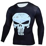 HOOLAZA Punisher T Shirt Series Avengers Super Heroes Kompressions Joggen Motion T-Shirt Lange Long Sleeve Herren Fitness T Shirt XXXXL