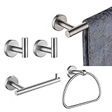 JQK Badezimmer-Hardware-Set, 5-teiliges Badzubehör-Set, gebürstete Wandhalterung, inkl. 61 cm Handtuchstange, 22,9 cm HT-Stange, TP-Halter, Handtuchhaken x 2, BAS165-BN
