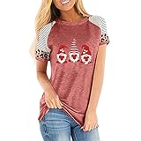 Fashion Casual Love Print Stitching Striped Leopard Print Kurzarm Rundhals T-Shirt Top für D