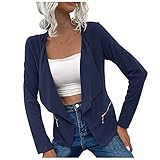 XIAOFUPO Damen Casual Strickjacke mit Offener Vorderseite Lose Einfarbige Nähte Pullover Mantel Revers Krawatte Langarm Outwear Groß Größe Winterjack