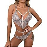 EMATOP Reizwäsche für Sex Damen Dessous Set Erotische Stickerei Unterwäsche Zweiteiliger Nachtwäsche Spitze Kostüm Lingerie Babydoll Valentinstag Negligees Transparente BH und Panty Bra Slip