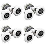 4 Pcs Glastür Rollen Duschwand Rollen Ersatz Laufrolle Glas Badezimmer Rollen Bad Riemenscheiben Schiebetür Rollen Tür Pulleys Doppelrollen Laufrollen Dusch Schiebetüren Duschtür Rollen Duschtür R