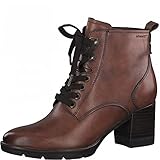 Tamaris Damen Stiefeletten, Frauen Schnürstiefeletten,TOUCHit-Fußbett,uebergangsstiefel,schnürboots,reißverschluss,Cognac Leather,41 EU / 7.5 U