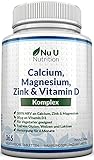 Calcium, Magnesium, Zink & Vitamin D Ergänzungsmittel | 365 Vegetarische Tabletten | Versorgung für 6 Monate des Nu U Osteo Ergänzung
