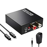 DA Wandler 192KHz DAC Digital SPDIF Toslink zu Analog Stereo Audio Konverter mit Optischem Kabel, R/L 3.5mm Jack, für PS3 PS4 Xbox HDTV Blu-ray Sky HD Apple TV