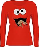 Shirtracer Karneval & Fasching Kostüm Outfit - Keks-Monster - XL - Feuerrot - faschingskostüme Damen XXL - BCTW071 - Langarmshirt D