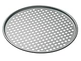 KitchenCraft Antihaft-Pizza-Backblech mit Löchern, edelstahl, grau, 32 x 32 x 1