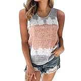 Writtian Damen T-Shirt Oversize Sommer Kurzarm Rundhals Ärmellos Oberteile Baumwoll Lose Shirt Farbverlauf Shirts Kurzarm Tee Bluse Frauen Elegant Top