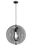 loxomo - Holz Pendelleuchte im Mobilé-Stil, Ø 40 cm x 140 cm, Leuchte mit beweglichen Elementen, für Wohn-, Esszimmer, max.60W, mit E27 Fassung, IP20, Holz Schwarz, ohne L