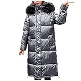 MINIKIMI Damen Winter Mantel Parka Warme Mode Webpelz Casual Leichtdaunen Mantel Damen Plus Size Flauschiger Outdoor Lose Mantel Mit Pelzkragen D