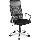 Merax Bürostuhl Schreibtischstuhl Bürodrehstuhl Ergonomischer Design Chefsessel mit Kopfstütze, Netzrücken/Wippfunktion/Feste Armlehne/Höhenverstellb