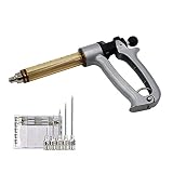 CHUANGRUN Cattle Syringe Gun Injector mit 10 Spritzennadeln, 25/50 ML Halbautomatischer Impfstoff Einstellbare kontinuierliche Spritze Veterinär Huhn Schaf Pferd Spezielle N
