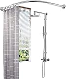 Shower curtain rod Gebogene Duschvorhangstange L-förmig, An Der Wand Befestigte Ausziehbare Badezimmer-Badevorhangstange für Badewannen, Doppelverwendungsinstallation ( Size : 100-150*100-150cm )