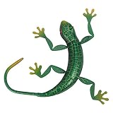 BESPORTBLE Metall Gecko Wanddeko Eisen Kunst Skulpturen Grün Gecko Wandkunst Wandobjekt Reptilien Figuren Wohnzimmer BBüro Garten Zaun Wand Weihnachten Halloween Dekoration Geschenk