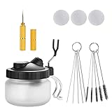 DIFCUL Airbrush Reinigungsset, Professionell Airbrush Reiniger Set mit Airbrush-Reinigungstopf Filterglas Nylon Bürstensatz Edelstahlnadel-Werkzeugsatz Düsenwerkzeug
