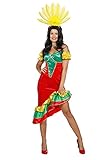 Wilbers Sambakostüm Rio Brasilien Brasilianerin Kostüm Flamenco Karneval Fasching Damen Rot/Grün/Gelb 42