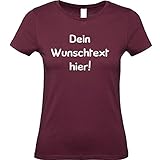 Shirt-Panda Damen T-Shirt mit Wunschtext Wunschdruck · Brust und oder Rücken Druck Personalisiert Personalisierbar Sprüche Anpassen Women Wunschname Frauen Weinrot L