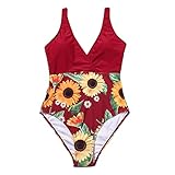 WOYAOBAODAN Push up Bauchweg Tankini Triangel Bademode Swimsuit U Ausschnitt Bademode Elegant Ruched Badekleid Badebekleidung Frauen Push-up Bikinioberteil Halfter Damen B