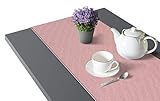 Tischläufer Leinen Optik mit Fleckschutz abwaschbar eckig rund oval Garten, Altrosa - 5454, 40x140