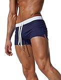 Ateid Herren Badehose Kurze Schwimmhose Boxer Badepants, Dunkelblau L