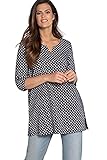 Ulla Popken Damen große Größen Übergrößen Plus Size Shirt, Blüten, A-Linie, Tunika-Ausschnitt, 3/4-Arm Marine 42+ 796297130-42+