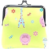 Geldbörse mit Cartoon-Nilpferd- und Giraffenmuster, Münztasche, Münztasche, Münztasche, Münztasche, Münzbörse für Damen und M