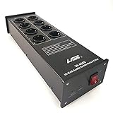 WAudio HiFi Netzfilter W-4000B, 8 Mehrfach Steckdosen mit Überspannungsschutz und Phasenlicht, Schw