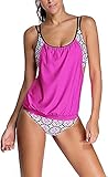 EVALESS Damen Tankini-Set mit Streifen-Druck, sportlich, doppelt, 2-teilig - - Medium (Passt Mögen 36 DE/38 DE)