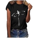 Bunte Blumen Motiv T-Shirt Damen Sommer Oberteile Lässig Print Kurzarm O-Ausschnitt Locker T-Shirt Bluse Top Casual Einfarbig Basic Gestückelte Tees Tops Elegant Locker Mädchen Alltag Ob